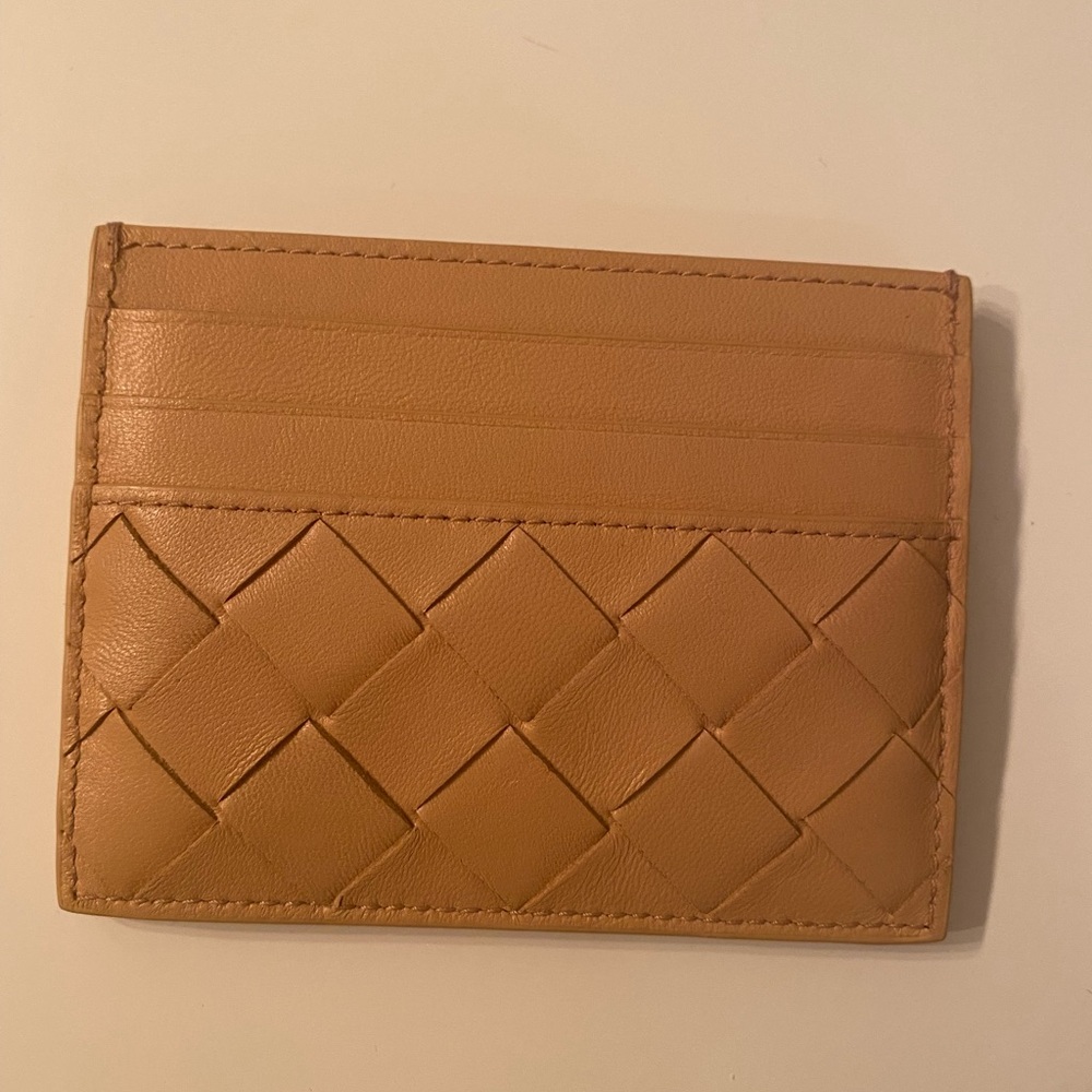 Bottega Veneta Credit Card Holder, almond